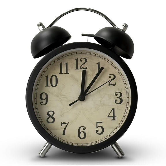 Twin Bell 6-Inch Dual Alarm Clock for Heavy Sleepers – Loud Metal Bells, Small Battery Operated Desk Clock for Bedroom, Bedside Table, or Travel