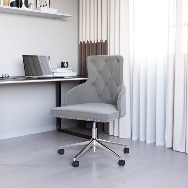 BELLEZE Belden Swivel Computer Desk Chair, ButtonTufted Upholstered