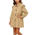 thumbnail image 2 of DJDLJWCJ Teen Girls Trench Coat (1-12) Double Breasted Mid-Length Cotton Spring Fall Casual Outerwear with Pockets Khaki Size 1T, 2 of 9