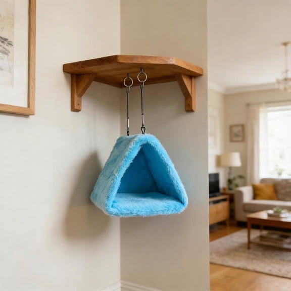 Small Winter Warm Bird Nest for Parrots Soft Plush Hanging Hammock for Budgies Lovebirds Cozy Cage Bed Blue