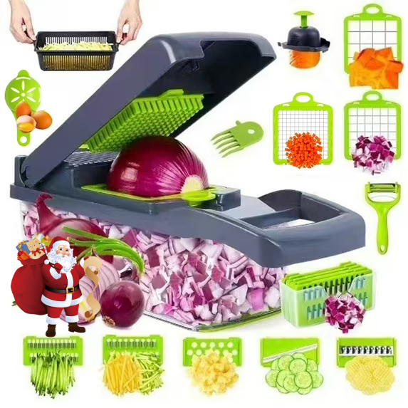 PHANCIR Vegetable Chopper, 17 en 1 Multifunción Food Chopper, Aparato de Cocina Profesional con Contenedor