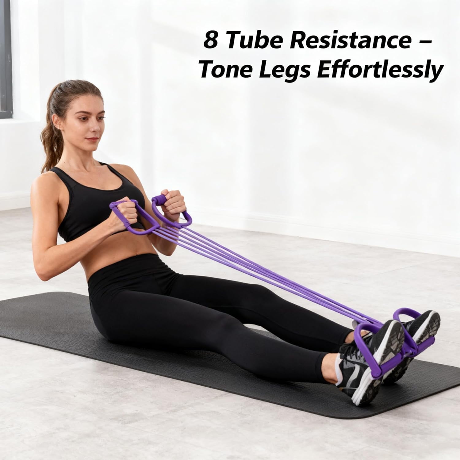 8-Tube Resistance Bands Set with Adjustable Pedals - Detachable Full Body Workout Equipment for Home, Arm, Leg, Glute & Stretching Exercise(XX)