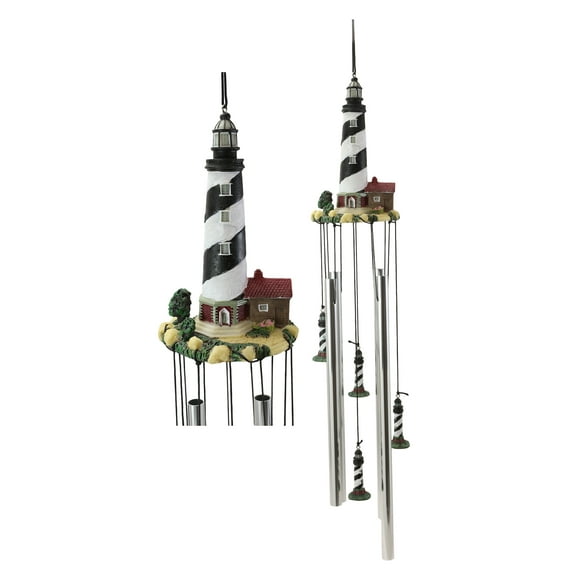 Cape Hatteras Black White Spiral Bands Lighthouse Garden Patio Wind Chime Mobile