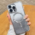 thumbnail image 6 of for Magnetic iPhone 14 Pro Max Phone Case with Full Camera Lens Protector [Compatible with Magsafe][N52 Magnets] Luxury Plating Cute Bling Clear 14 Pro Max Case for Women Men Girls, Silver, 6 of 13