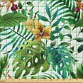 thumbnail image 2 of Ambesonne Leaf Fabric by the Yard Microfiber, Palm Tree Flowers Hibiscus, 3 Yards, Pale Caramel Burgundy, 2 of 2