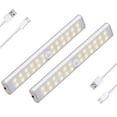 thumbnail image 1 of Paquete de 2 luces de armario, 24 LED, control remoto inalámbrico, recargables por USB, con banda magnética y ajuste de brillo., 1 of 4