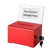 AdirOffice Locking Acrylic Donation & Ballot Box, Red (637-RED)