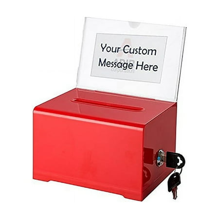 AdirOffice Locking Acrylic Donation & Ballot Box, Red (637-RED)