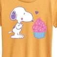 thumbnail image 3 of Peanuts - Snoopy Heart Cupcake - Women's Short Sleeve Graphic T-Shirt, 3 of 7