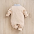 thumbnail image 2 of Baby Boy Gentleman Jumpsuit - Cotton Beige Checkered Collar, 2 of 11