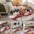 thumbnail image 6 of Red Vintage Lobster Round Living Room Rugs 6 ft, Nautical Ocean Wood Texture Washable Area Rug with Non-Slip Sturdy Edge Binding Round Carpet for Kitchen Office Bedroom, 6 of 9