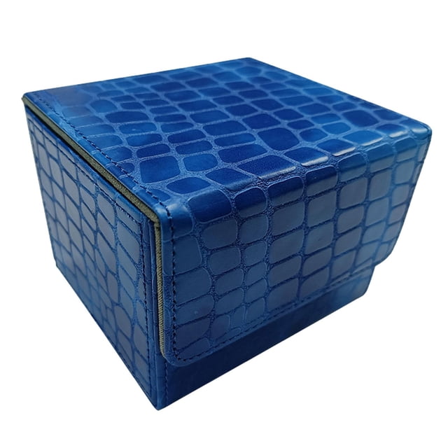 Caja para baraja de cartas, tarjetero de piel sintética, caja para exhibir barajas de cartas, almacenamiento de cartas Azul