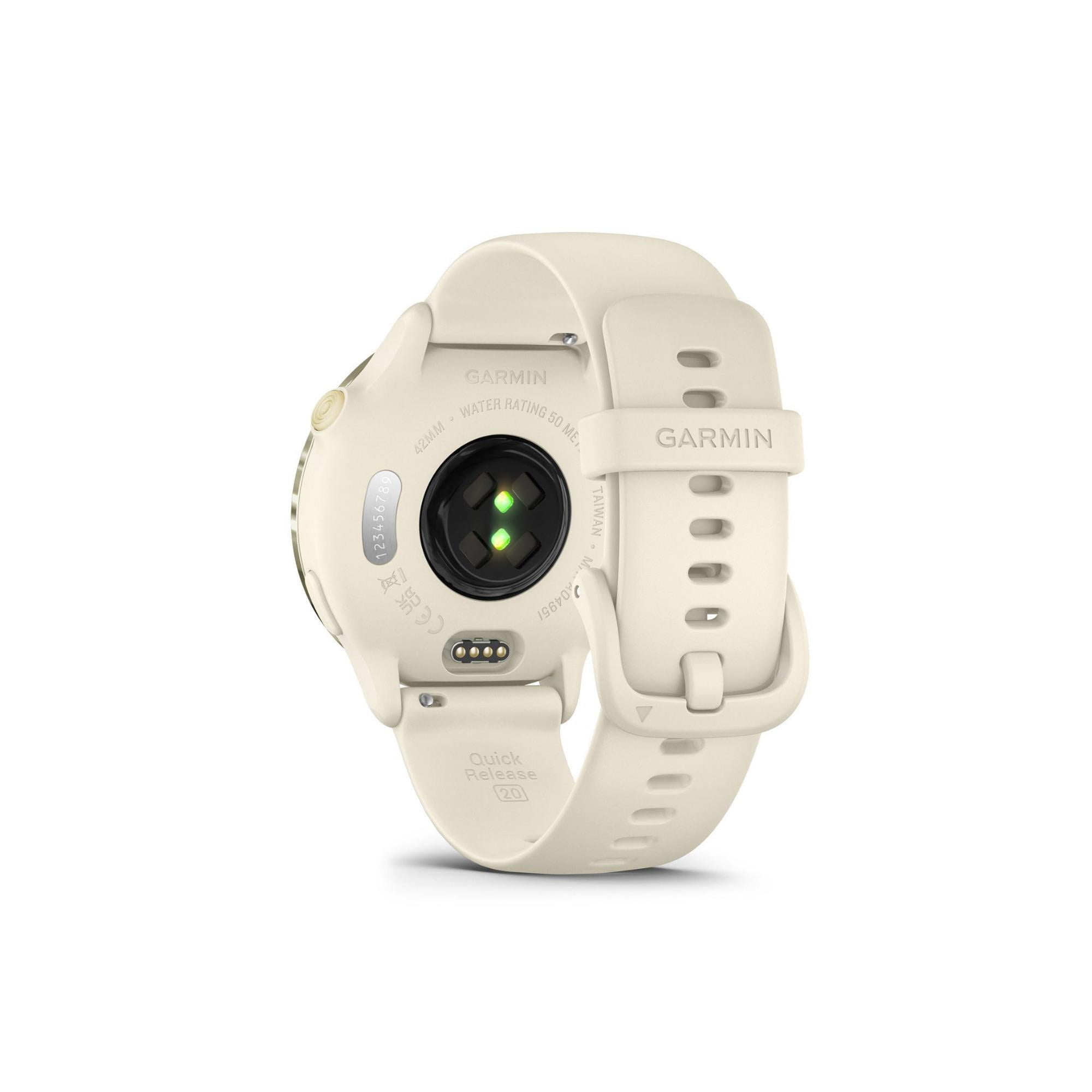 Garmin vivoactive 6 Smartwatch (Lunar Gold/Bone Band) Bundle with Fitness and Wellness Plus Software and Tempered Glass
