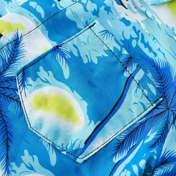 Vedolay Cute Tops For Boy Boys Cotton Shirts Summer Toddler Button Down Shirt Beach Hawaii Casual Solid Tops,Blue 1-2 Years