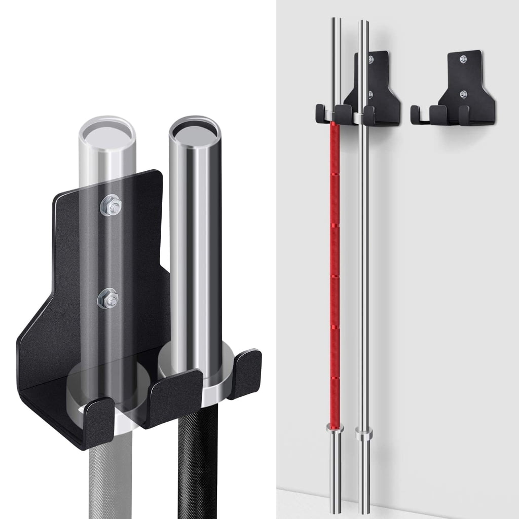 Heavy Duty Barbell Storage Rack Wall Hanger Double Vertical Barbell Holder Gym Dumbbells Rod Stands Fitness Accessories