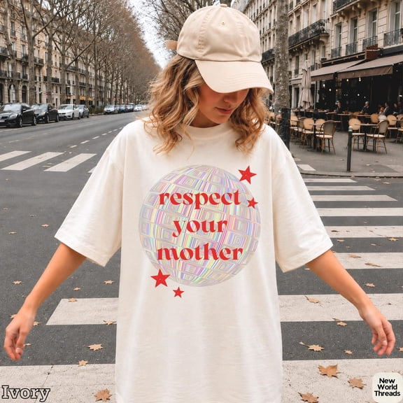 Disco Ball Graphic Shirt: Respect Disco Tee Retro Romantic Mother T-Shirt WHITE Unisex S-5XL Hot Trending Shirt, Vintage Birthday Gift