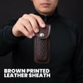 thumbnail image 2 of SZCO 5-Inch Genuine Brown Leather Knife Sheath Durable Printed Leather Fixed Blade Protector with Belt Loop, 2 of 5