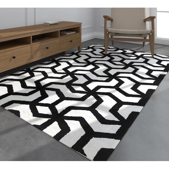 Jaipur Rugs India Modern Wool & Viscose Rugs, Ebony & White, 5 x 8