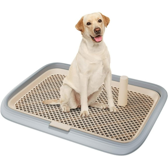 Large 23.6"x17.7" Dog Potty Tray, Indoor Pet Pee Pad Holder with Mesh Floor,Bathroom Dog Litter Box, Pet Toilet (Gray)
