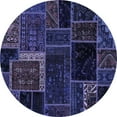 thumbnail image 1 of Ahgly Company Indoor Round Patchwork Blue Transitional Area Rugs, 6' Round, 1 of 4