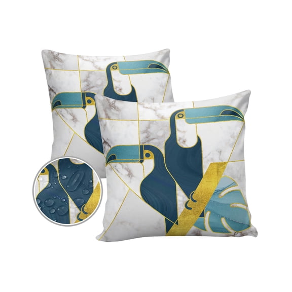Pack of 2 Outdoor Pillow Covers, Morden Simple Contour Bird Geometric Art Waterproof Square Throw Pillowcase Cushion Decorative Pillow Covers for Couch Patio Tent, 20x20 in