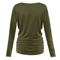 thumbnail image 5 of Gglogagt Women's Deep V Neck 3/4 Sleeve Cross Surplice Wrap Tops Army Green XS, 5 of 6