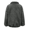 thumbnail image 6 of Women's Fleece Jacket, Oversized Zip Up Winter Coat, Soft Plush Outerwear, High Collar Warm Jacket, Casual Winter Coat, Fall Fashion Jacket, Pocket Detail Coat Blue M, 6 of 6