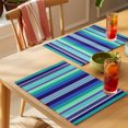 thumbnail image 4 of Mexican Style Placemats Set of 12 Colorful Mexico Stripes Teal Blue Place Mats Indoor Wipeable Table Mats Washable Cloth Dining Table Placemats for Kitchen Holiday Party Home Decor 13x19 Inch, 4 of 9