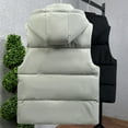 thumbnail image 4 of YueHuiYing Men Solid Fashion Winter Sleeveless Zipper Have Pockets Sleeveless Tanks Blouse Lightweight Jacket with Hood, 4 of 4