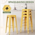 thumbnail image 3 of VINEEGO 30 Inches Metal Bar Stools for Counter Height Indoor Modern Stackable Industrial Stools Set of 4 (Yellow), 3 of 8
