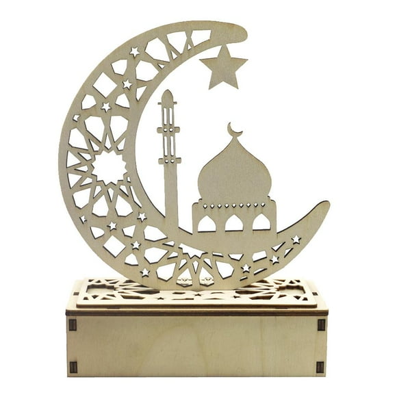Luces decorativas de madera para Ramadán Mubarak, decoración Eid, adorno de mesa LED Mezquita