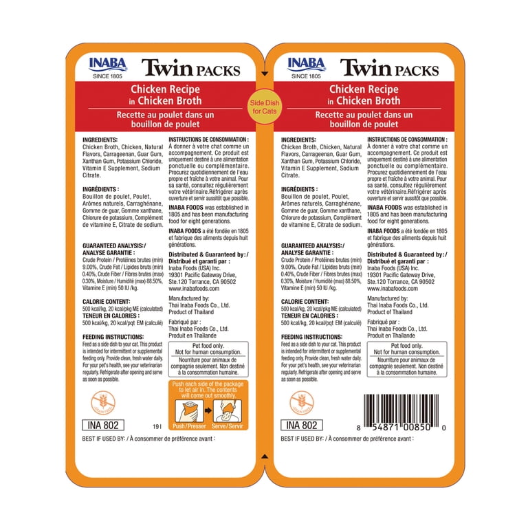 Inaba Twin-Packs for Cats Chicken Gelée Topper 1.4 oz per Serve