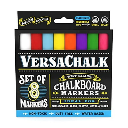 Liquid Chalk Markers by VersaChalk - Non Toxic Wet Erase Chalkboard Window Glass