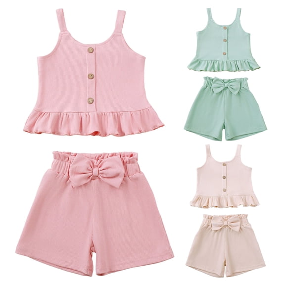 Baby Girl Clothes 12 Months Infant Baby Girl Clothes Toddler Girl Summer Outfits Sleeveless Tank Top Shirt Shorts Set Toddler Clothes for Girls