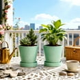 thumbnail image 3 of BUYMAX 5" Mint Green Ceramic Plant Pots with Saucers, Set of 4 - Glazed Succulent Planters for Mother's Day Gift, Spring Windowsill Herb Garden, Indoor Outdoor Decorative Flower Pots, 3 of 7