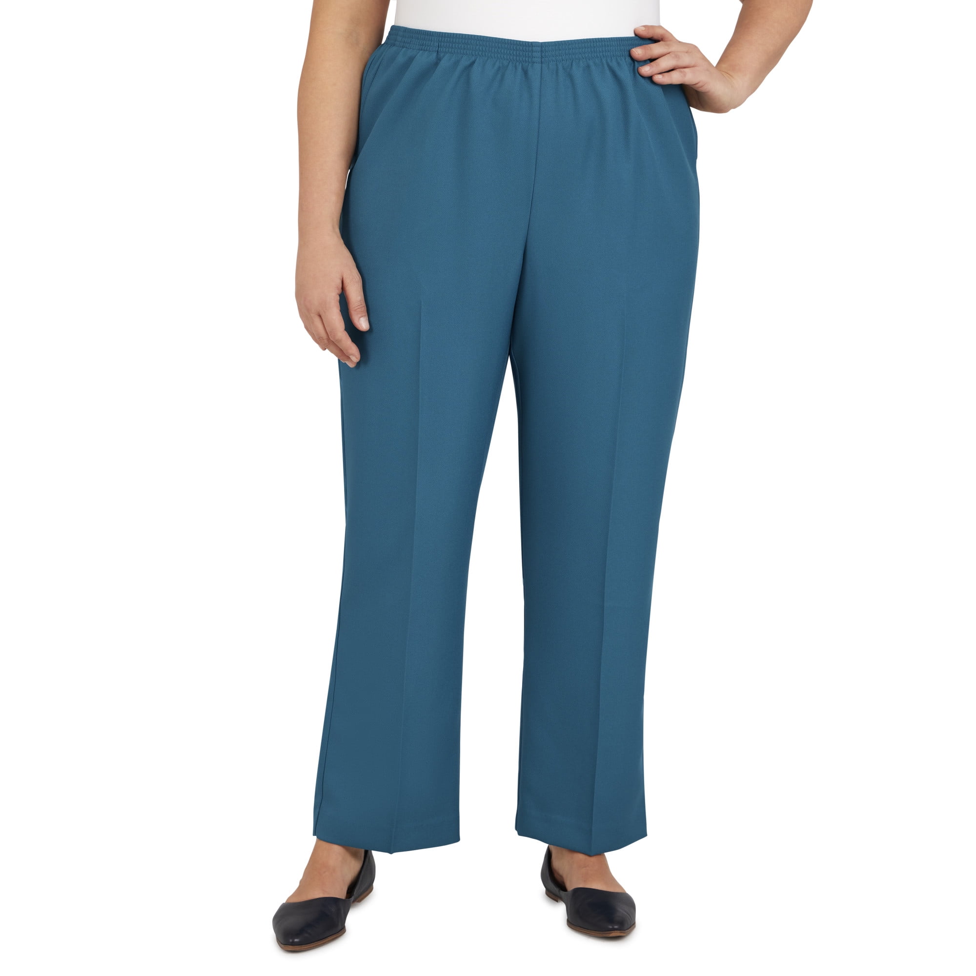 Alfred Dunner Womens Plus Size Classic FIT Short Length Pant Sky Blue 18W 