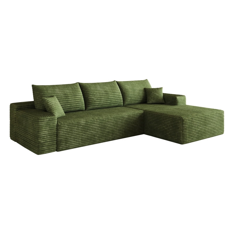 107" Cloud Sectional Sofa with Right Facing Chaise, Modern Modular Deep Seat Couch, Plush Corduroy Upholstered Sofa for Living Room, Bedroom & Apartment, No Assembly Required