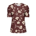 thumbnail image 4 of Short Sleeve Dressy Tops for Women Flower Print Blouse Lightweight Summer Shirt Fashion T Shirt Women Sale Tunic, 4 of 5