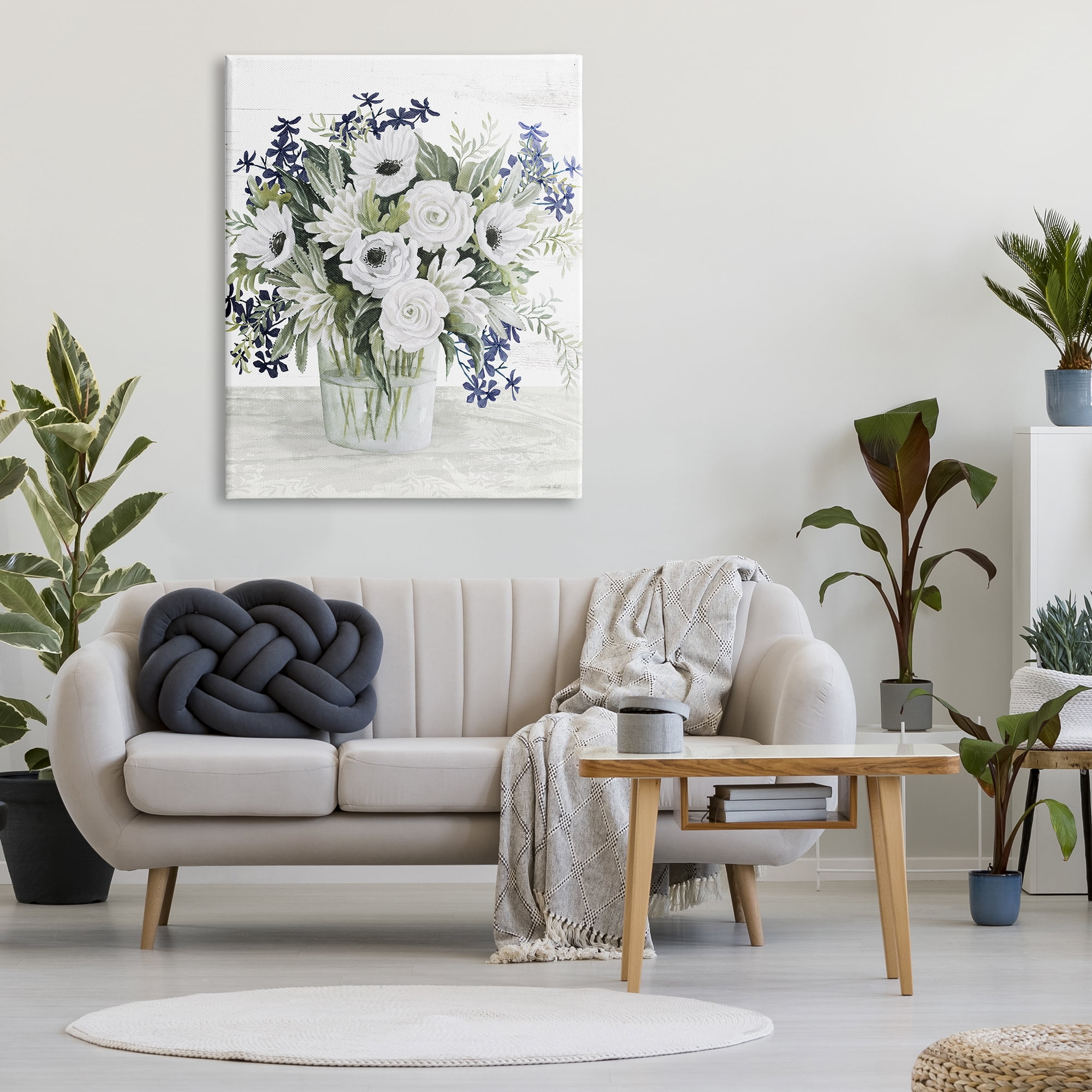 Stupell Industries Mixed White Anemone Vase Botanical & Floral Painting Gallery Wrapped Canvas Print Wall Art, 36 x 48