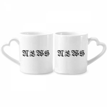 

Information News Pattern Text Couple Porcelain Mug Set Cerac Lover Cup Heart Handle