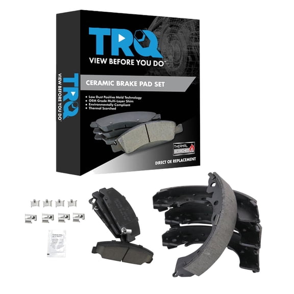 TRQ Front and Rear Brake Pads Ceramic Hardware Fits 1988-1995 Honda Civic 1993-1997 Civic del Sol 1988-1991 CRX