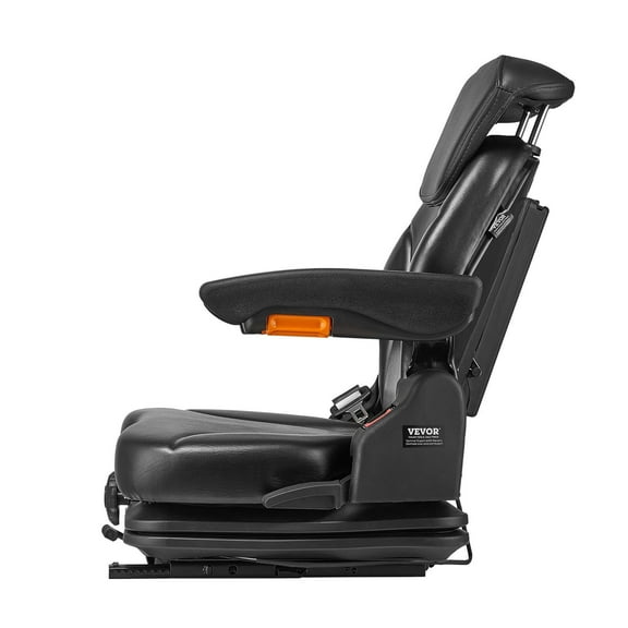 Foldable Tractor Suspension Seat - Adjustable Forklift Seat with Headrest & Lumbar Support