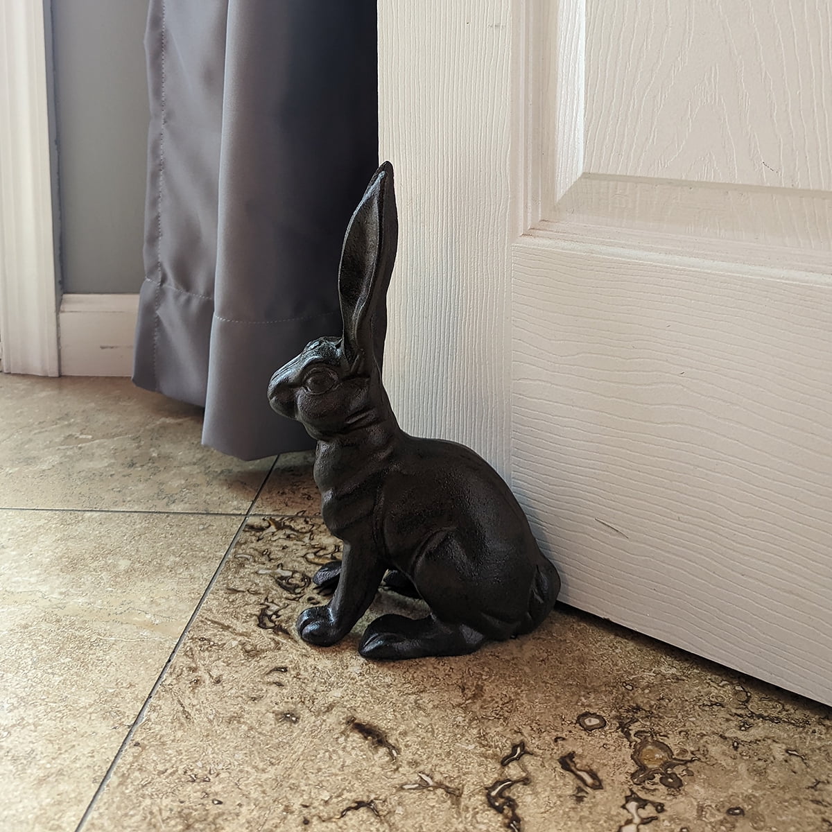 Metal Rabbit Door Stop Stopper Cast Iron Outdoor Patio Yard Art Garden Statue Rustic Home Decor
