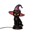 thumbnail image 3 of Halloween Decorations Indoor,Lighted Black Cat Table Lamp with Witch Hat,Stained Glass Style Halloween Witch Lamp,Gothic Decor for Shelf Desk(A), 3 of 7