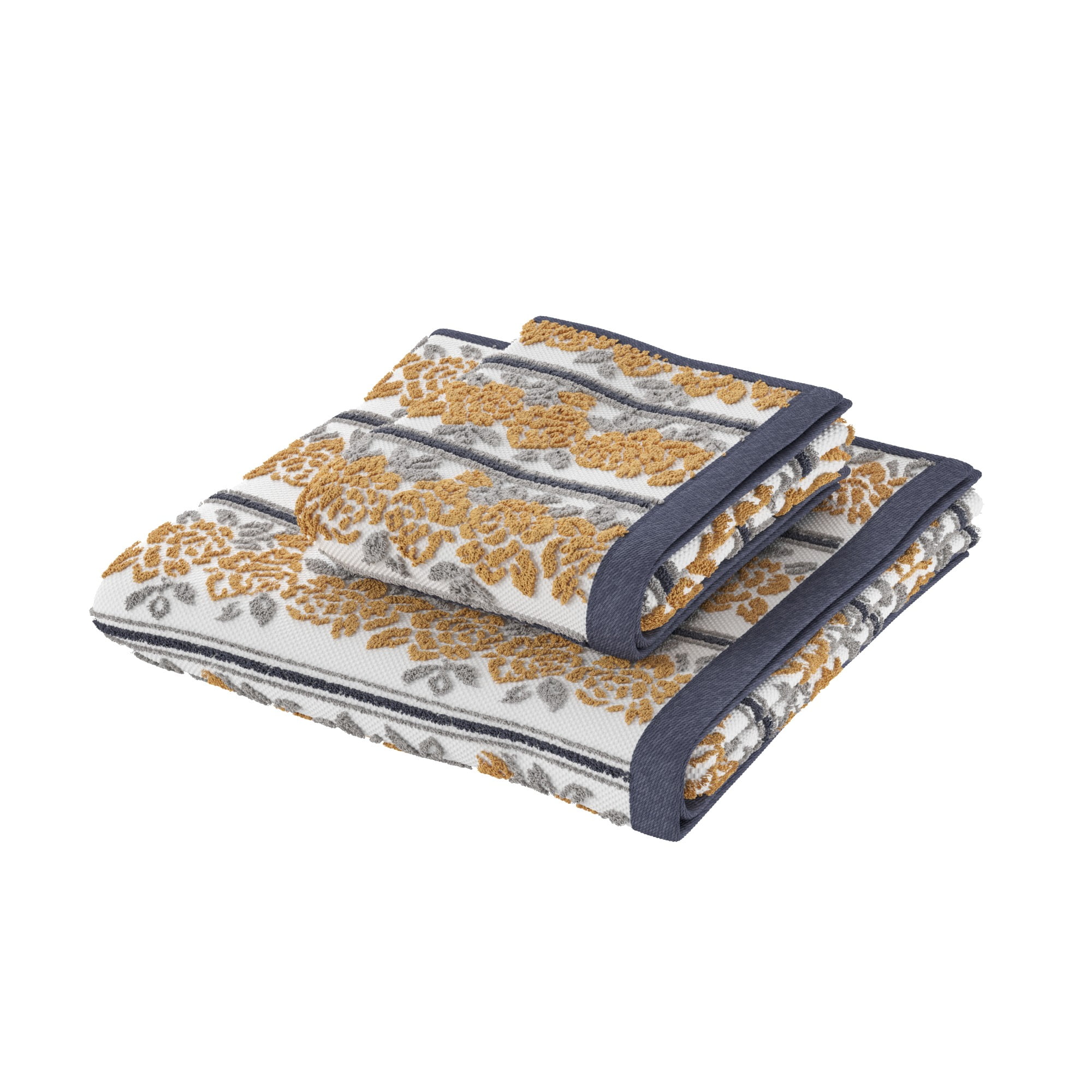 Beautiful by Drew Barrymore Wallpaper Hand Towel, Soft 100% Cotton, Amber Yellow