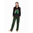 thumbnail image 4 of Christmas Family Pajamas Matching Set Black Long Sleeve Letter Print Tops and Dinosaur Print Pants Sleepwear, 4 of 10