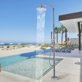 thumbnail image 4 of 85.82'' H Temperature Controlled Freestanding Outdoor Shower with Detachable Shower Head and Footwash Spout, Polish Chrome, 4 of 6