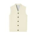 thumbnail image 6 of Resicozy Men's Knit Sweater Vest Solid Color V-Neck Button Down Sleeveless Cardigan Vest Beige S, 6 of 7