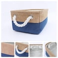 thumbnail image 2 of Unique Bargains Storage Bin with Handle Fabric Cube Dark Blue/Brown 16*12.5*8in, 2 of 8