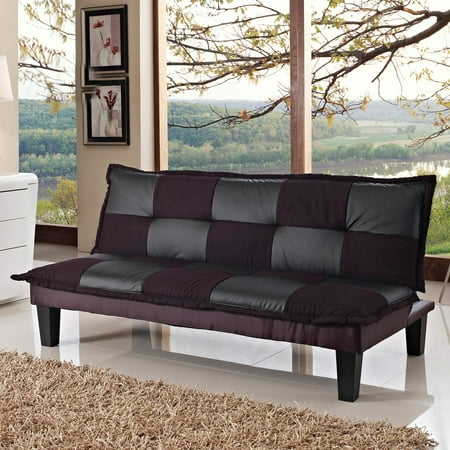 Home Source Eve Black and Violet 4- Seater Sofa Bed in Microfiber